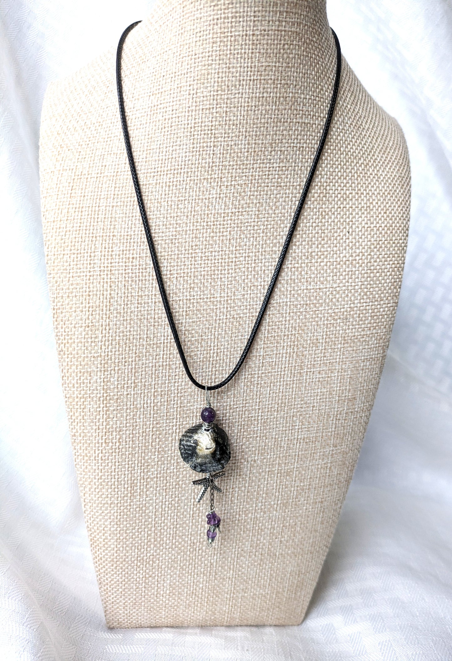 Seashell Starfish Necklace with Amethyst Beads