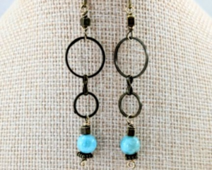 Bohemian inspired Larimar Earrings (Matching Necklace Sold Separately)