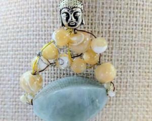 Jade and Mother of Pearl Buddha Pendant