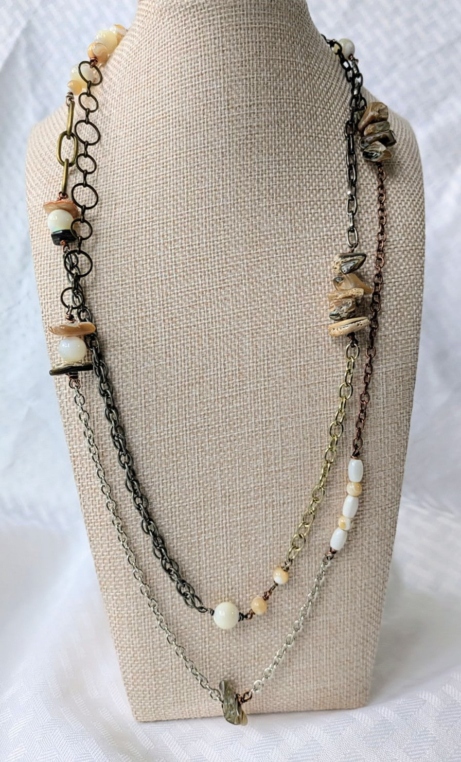 Abalone and Mother of Pearl Rope Necklace (Matching Earrings sold separately)