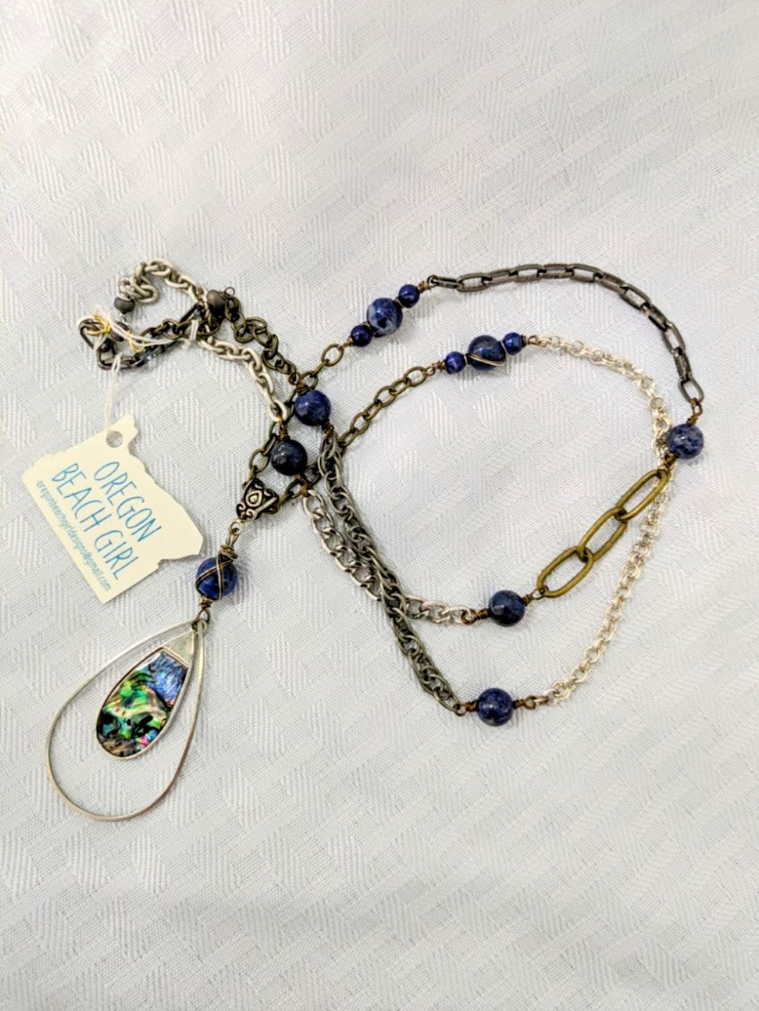 Abalone and Lapis Lazuli Pendant