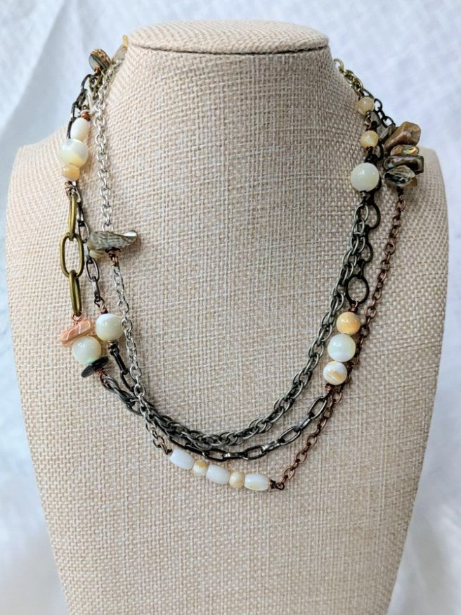 Abalone and Mother of Pearl Rope Necklace (Matching Earrings sold separately)