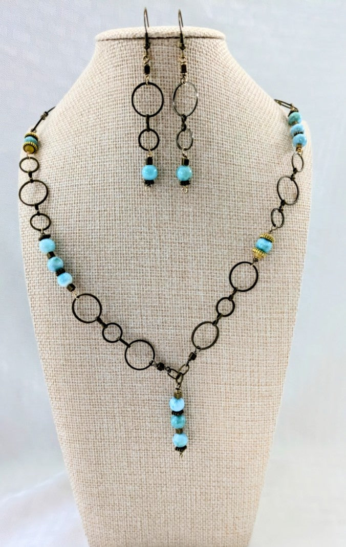 Bohemian inspired Larimar Earrings (Matching Necklace Sold Separately)