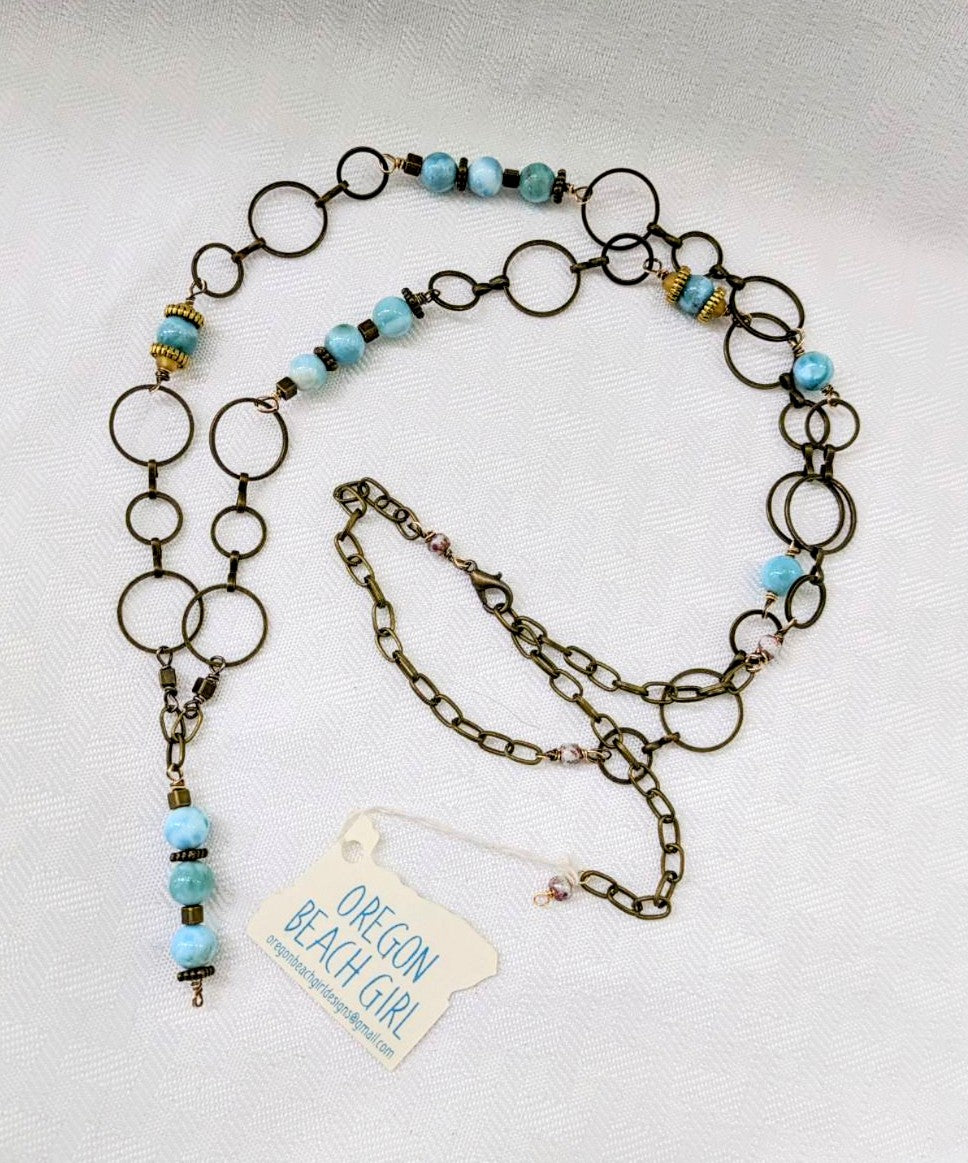 Bohemian inspired Larimar Pendant (Matching Earrings Sold Separately)