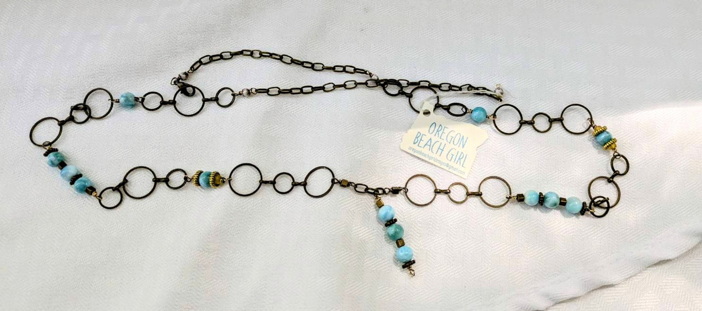Bohemian inspired Larimar Pendant (Matching Earrings Sold Separately)