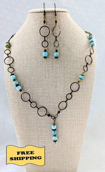 Bohemian inspired Larimar Pendant (Matching Earrings Sold Separately)