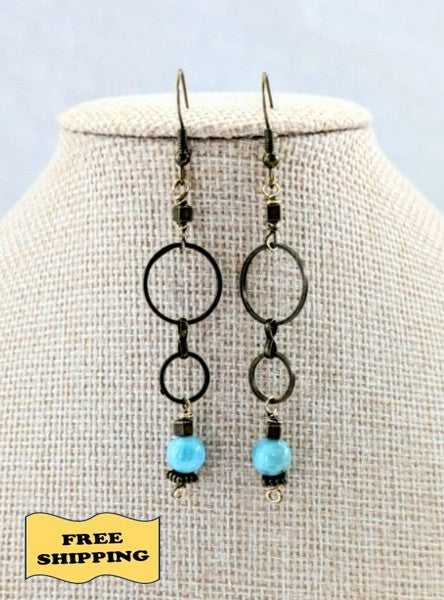 Bohemian inspired Larimar Earrings (Matching Necklace Sold Separately)