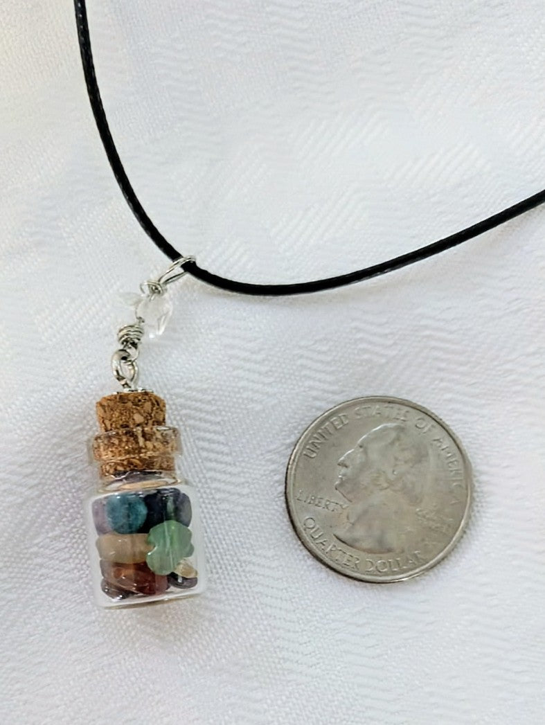 Chakra Colors in a Bottle Necklace