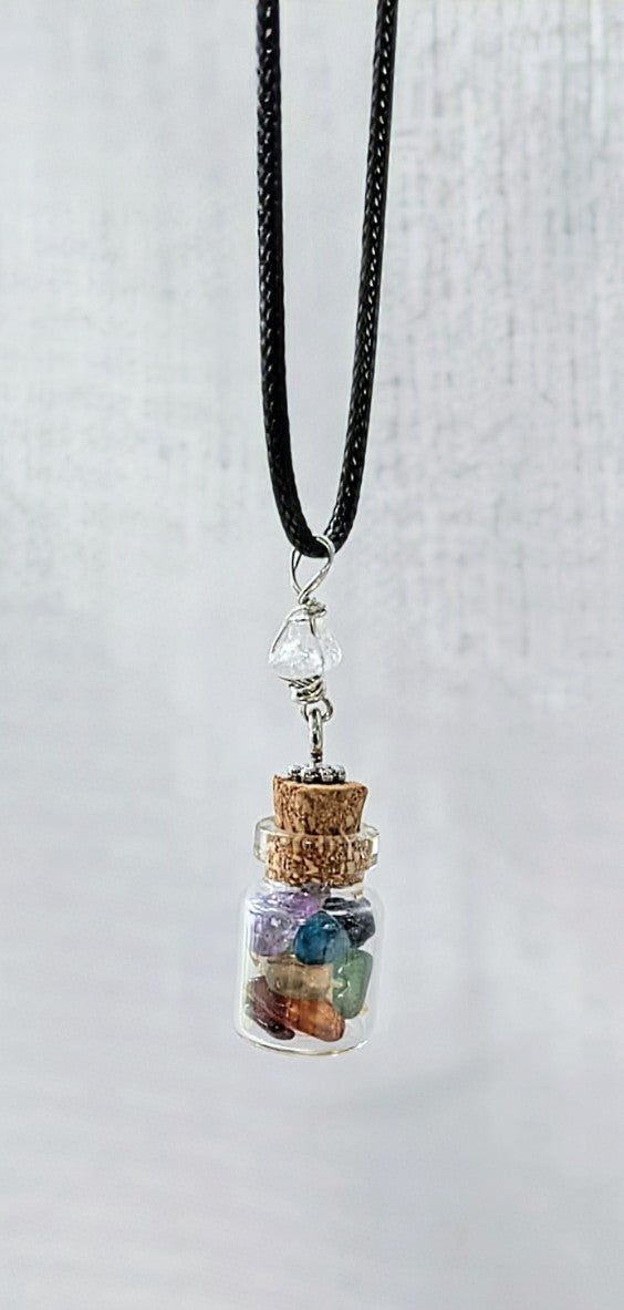 Chakra Colors in a Bottle Necklace
