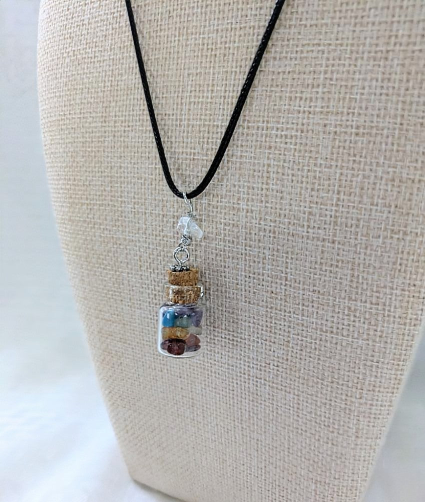 Chakra Colors in a Bottle Necklace
