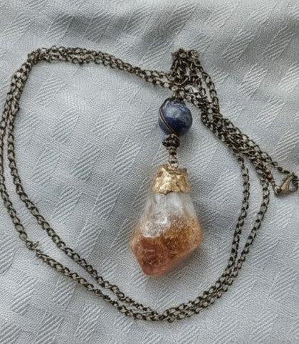 Citrine Pendant with Lapis Lazuli Pendant