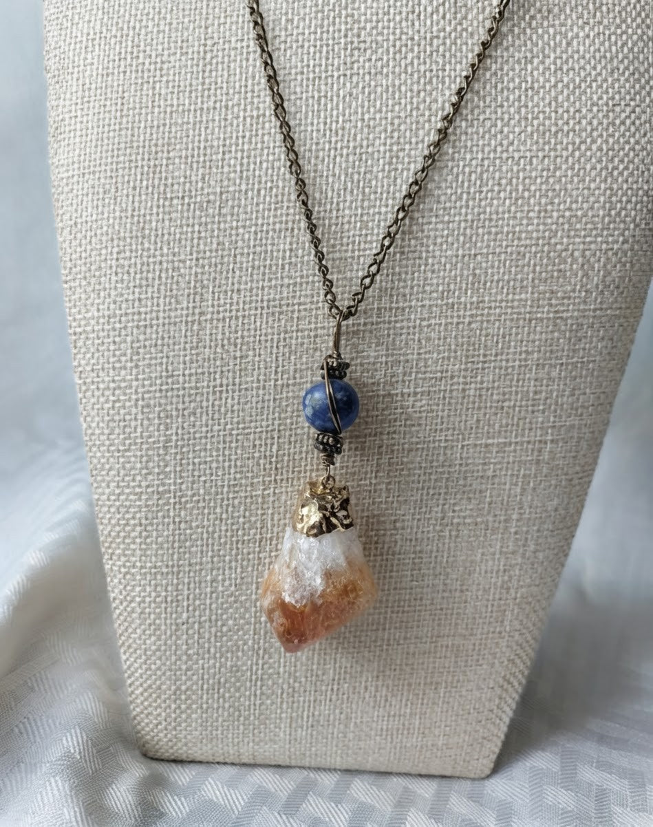 Citrine Pendant with Lapis Lazuli Pendant