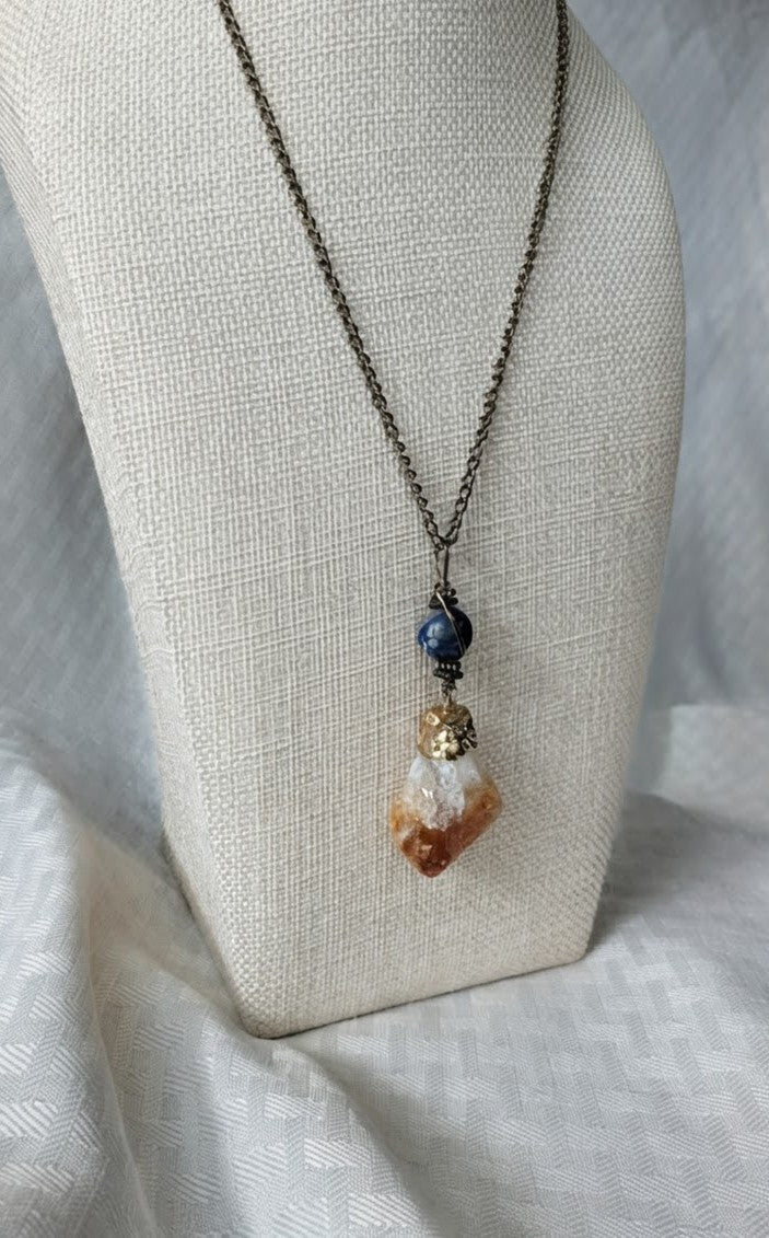 Citrine Pendant with Lapis Lazuli Pendant