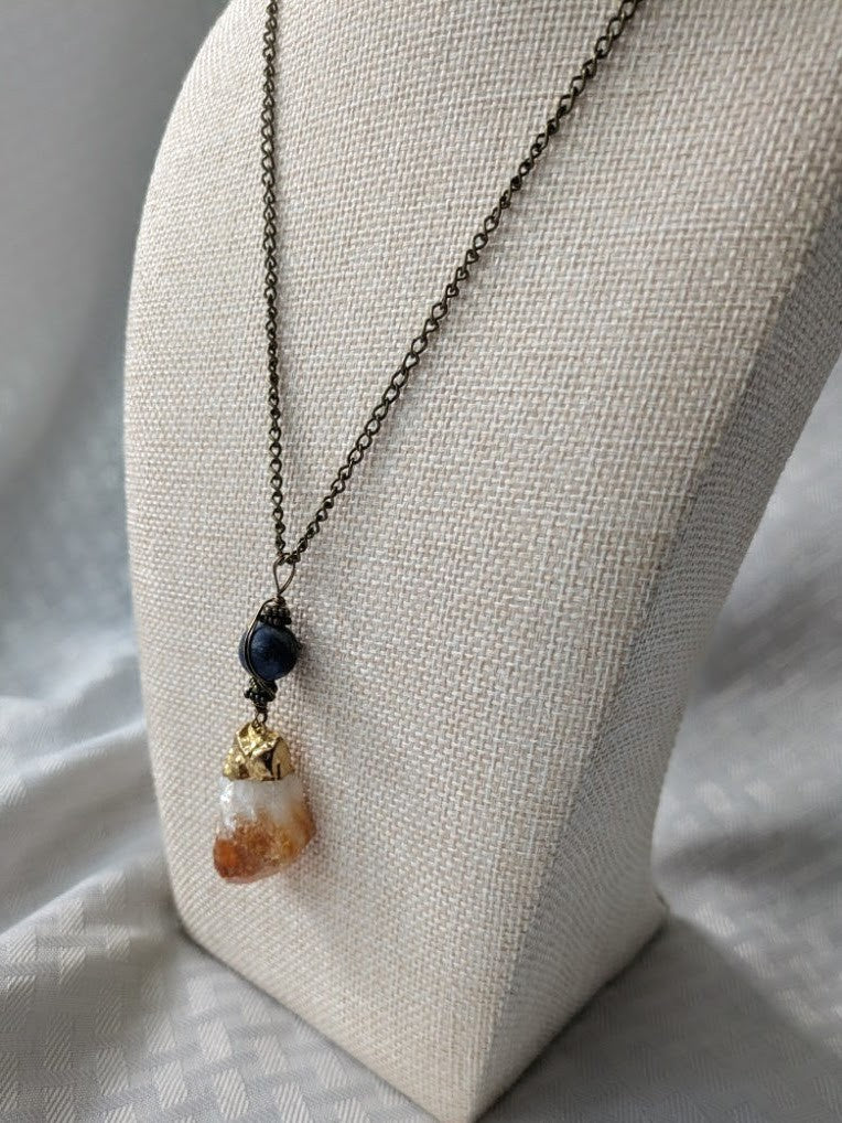 Citrine Pendant with Lapis Lazuli Pendant