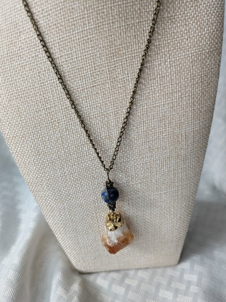 Citrine Pendant with Lapis Lazuli Pendant