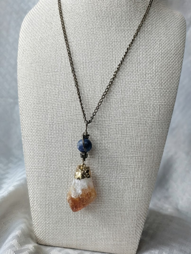 Citrine Pendant with Lapis Lazuli Pendant