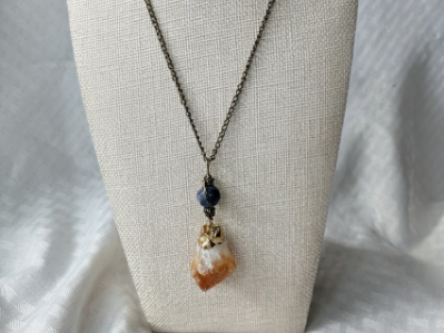 Citrine Pendant with Lapis Lazuli Pendant