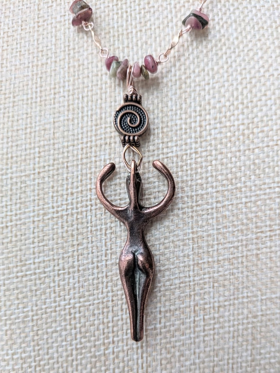Copper Goddess Choker with Rainbow Tourmaline