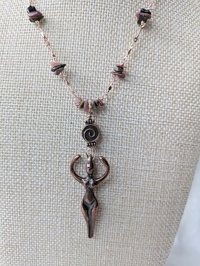 Copper Goddess Choker with Rainbow Tourmaline