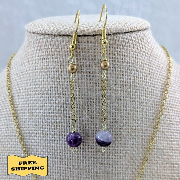 Dogtooth Amethyst Earrings (Matching Necklace Sold Separately)