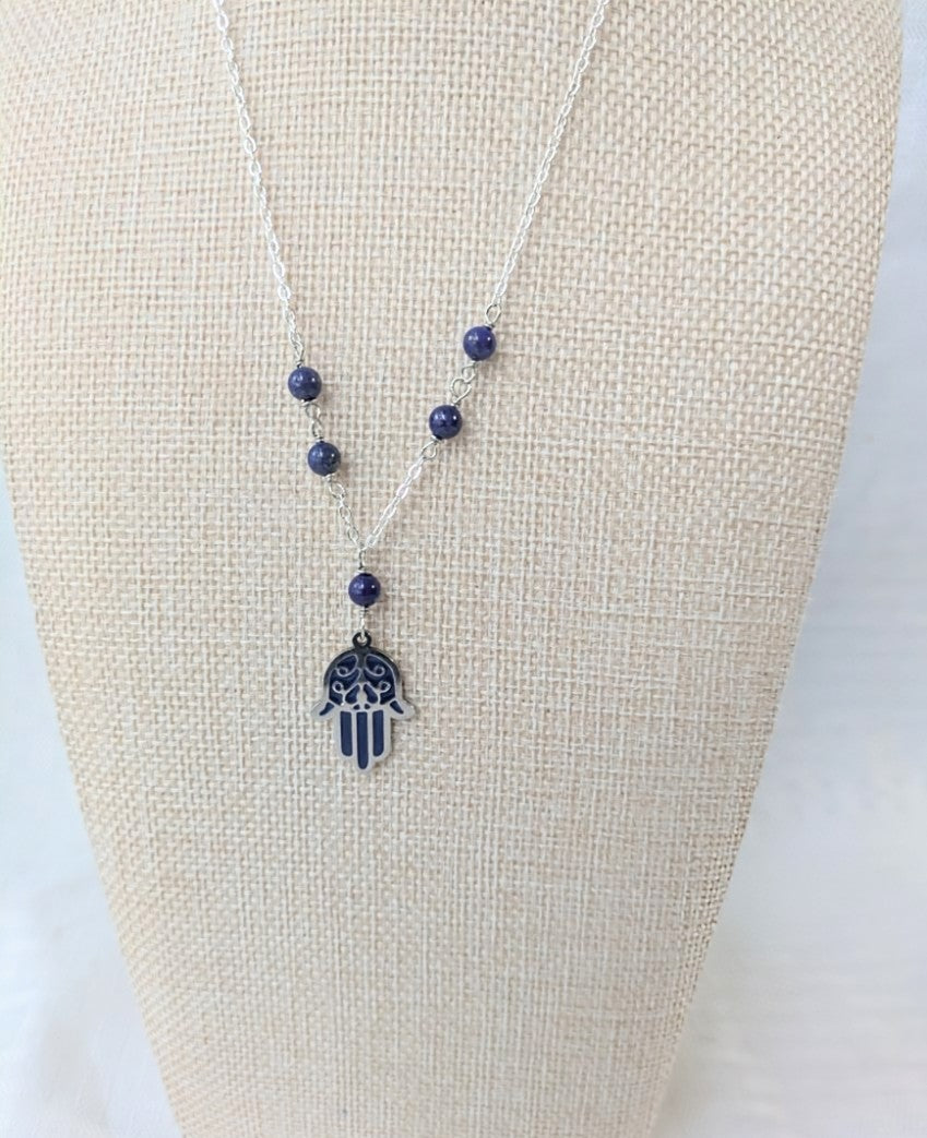 Hamsa Hand Lapis Lazuli Necklace