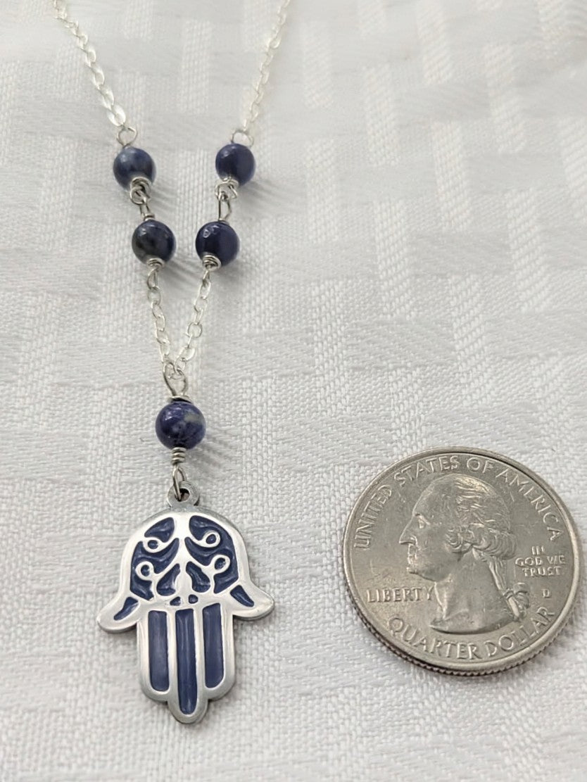 Hamsa Hand Lapis Lazuli Necklace
