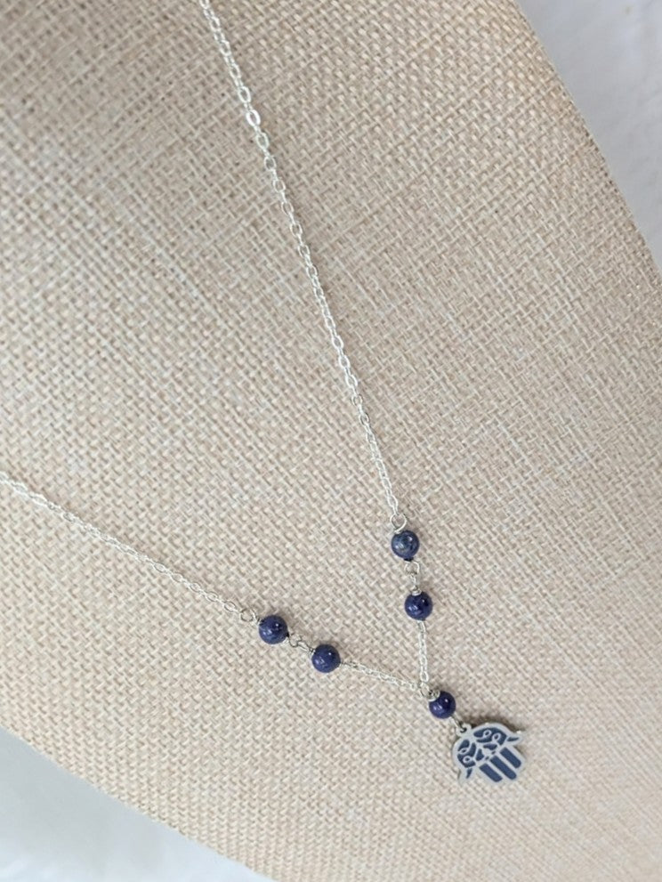 Hamsa Hand Lapis Lazuli Necklace