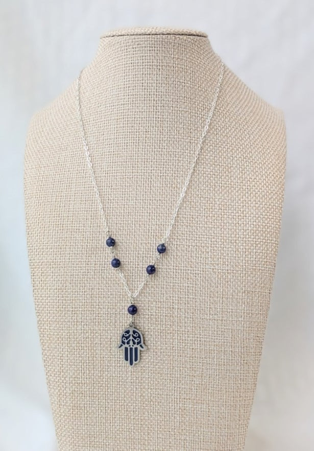 Hamsa Hand Lapis Lazuli Necklace