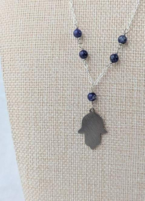 Hamsa Hand Lapis Lazuli Necklace
