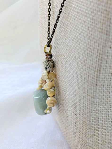 Jade and Mother of Pearl Buddha Pendant
