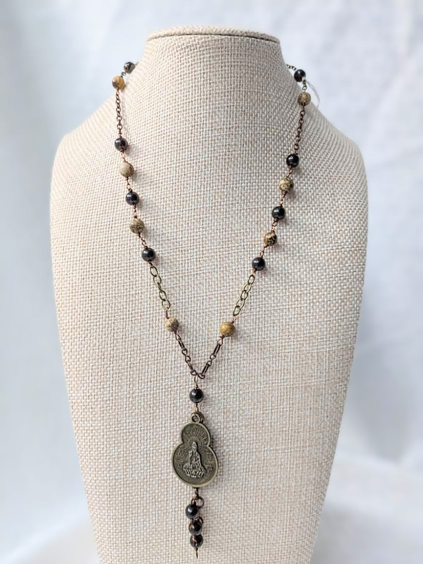 Jasper and Garnet Quan Yin Necklace