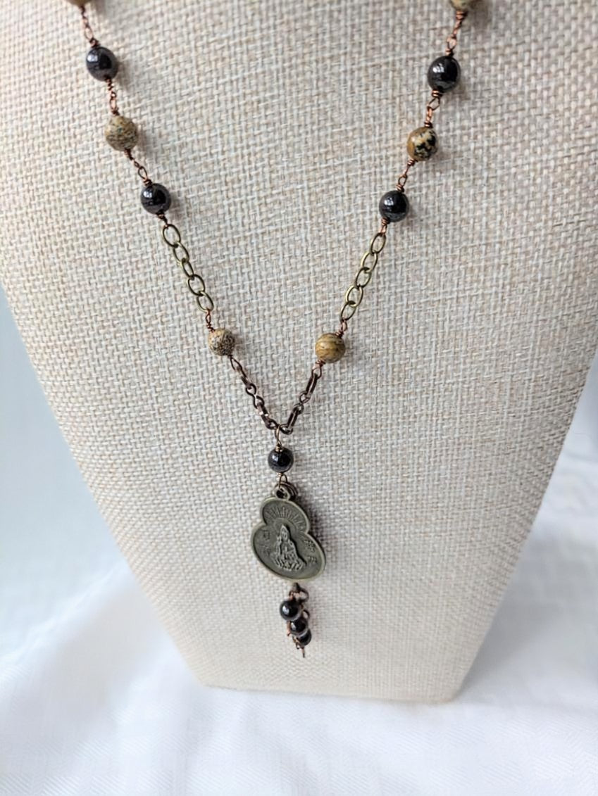 Jasper and Garnet Quan Yin Necklace
