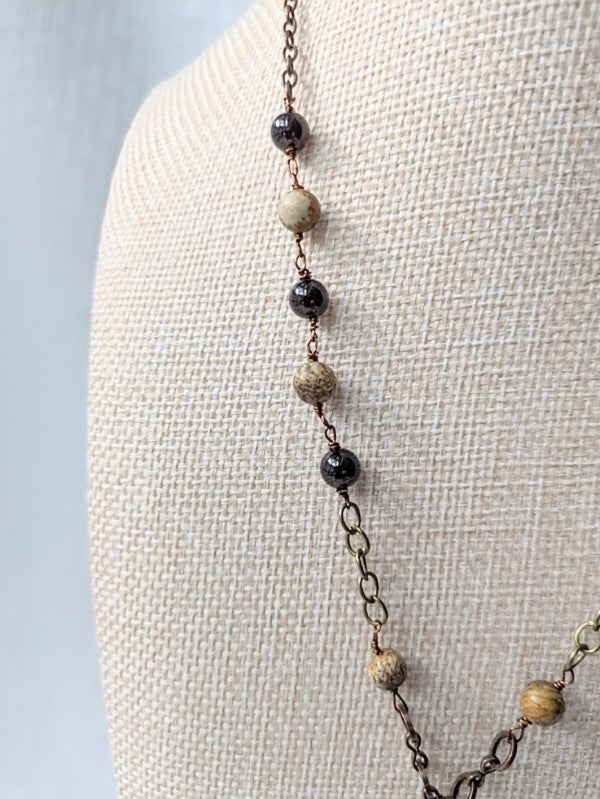 Jasper and Garnet Quan Yin Necklace