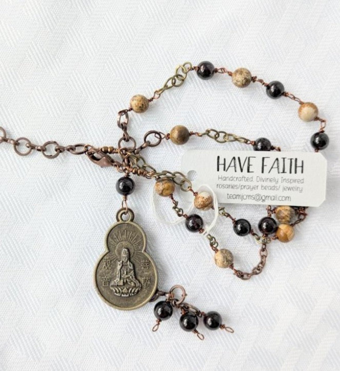 Jasper and Garnet Quan Yin Necklace