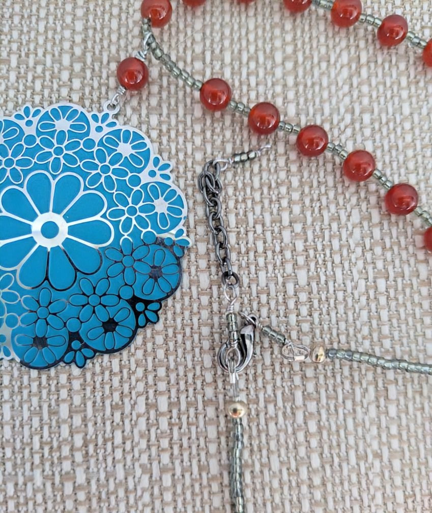 Mandala Necklace with Carnelian beads