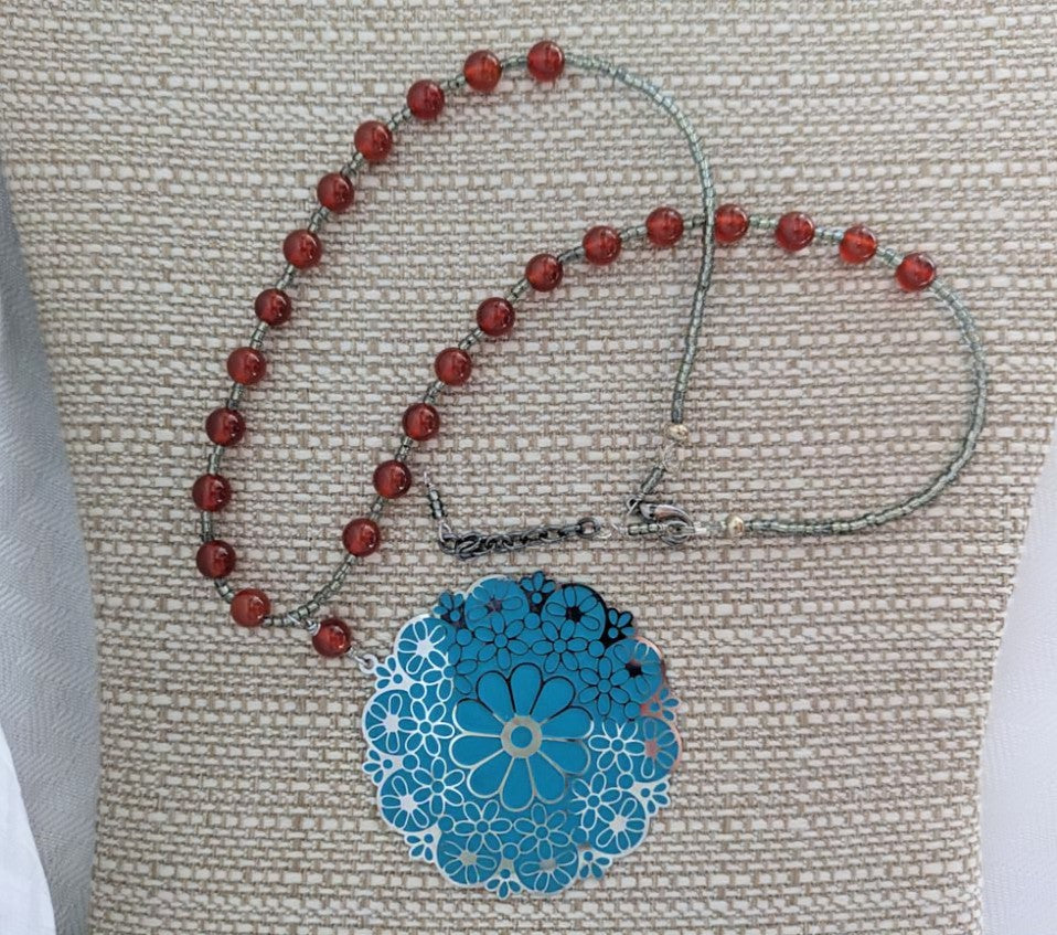 Mandala Necklace with Carnelian beads