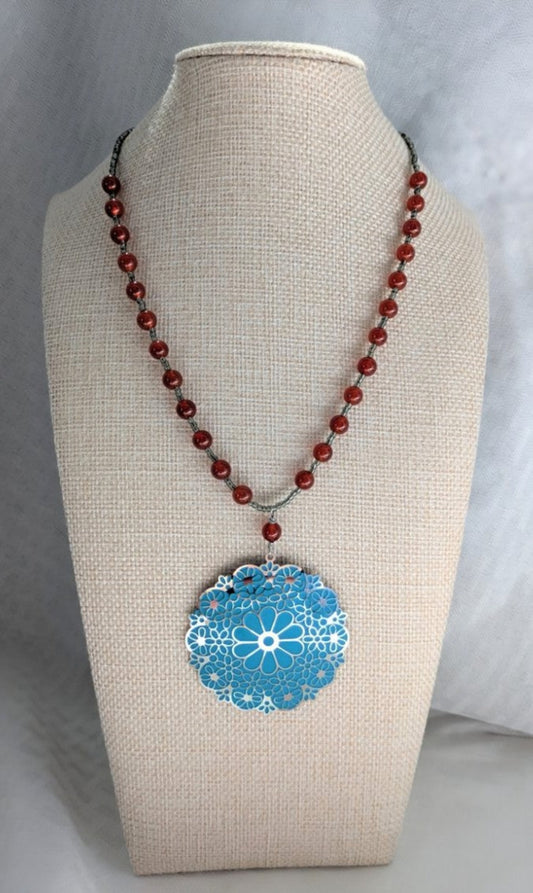 Mandala Necklace with Carnelian beads