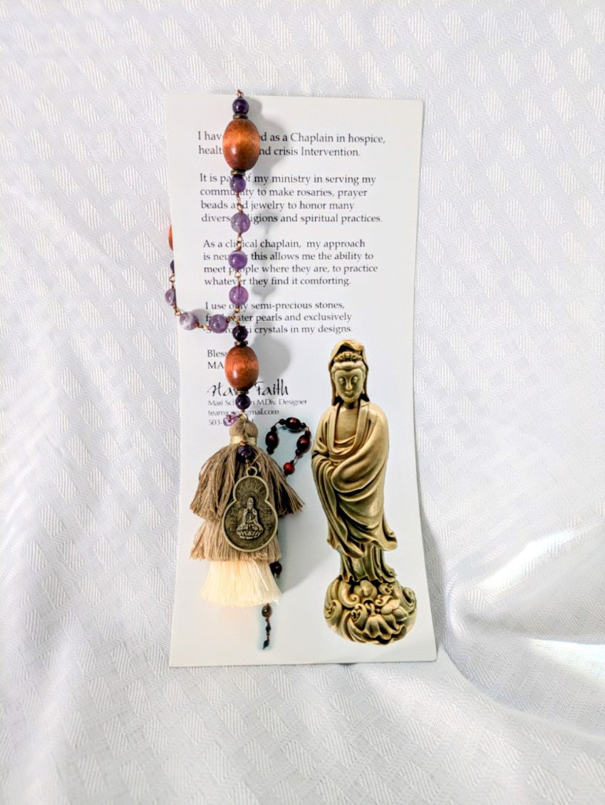 Quan Yin Prayer Beads with prayer card