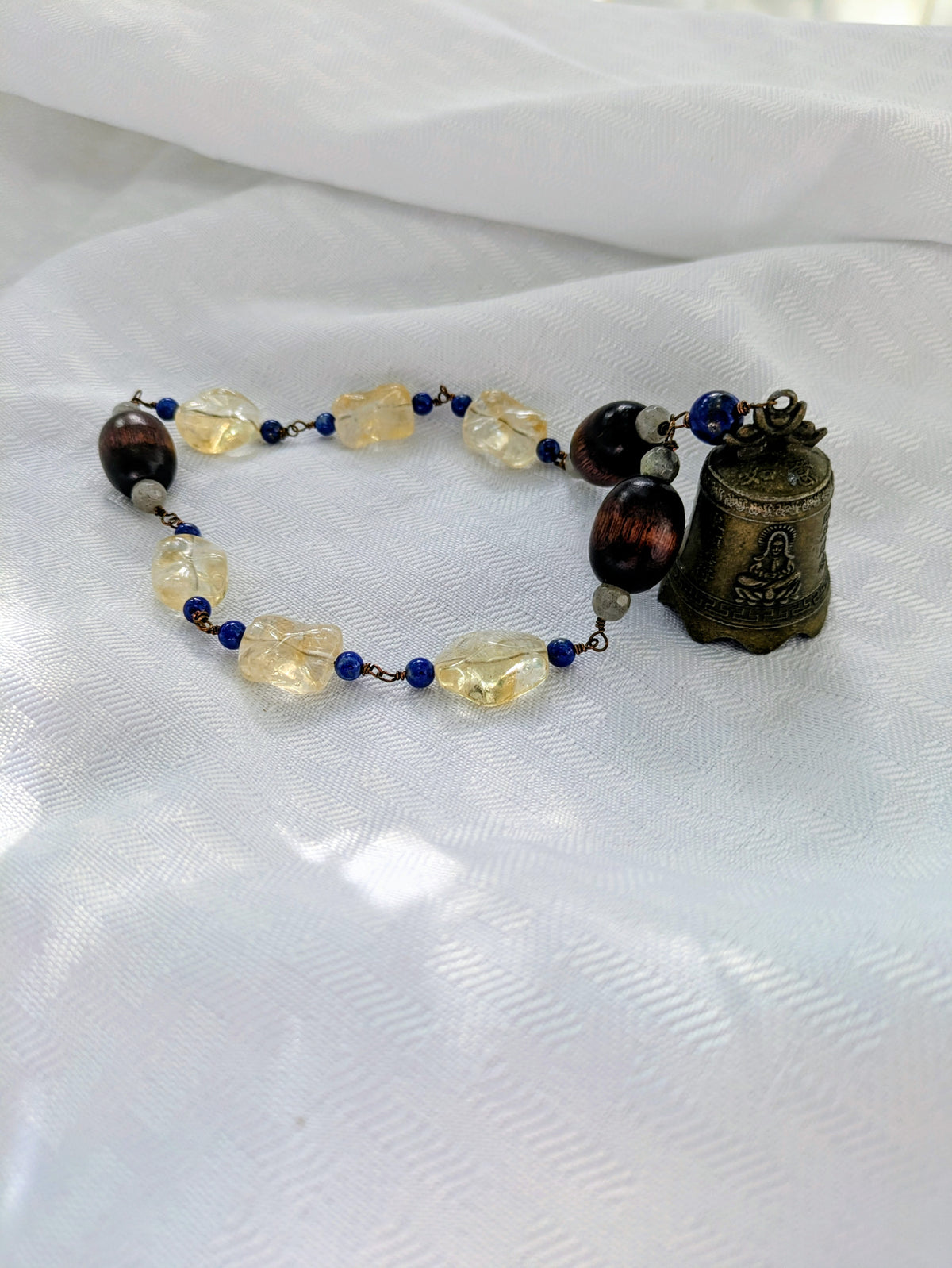 Quan Yin Prayer Beads Citrine & Lapis Lazuli