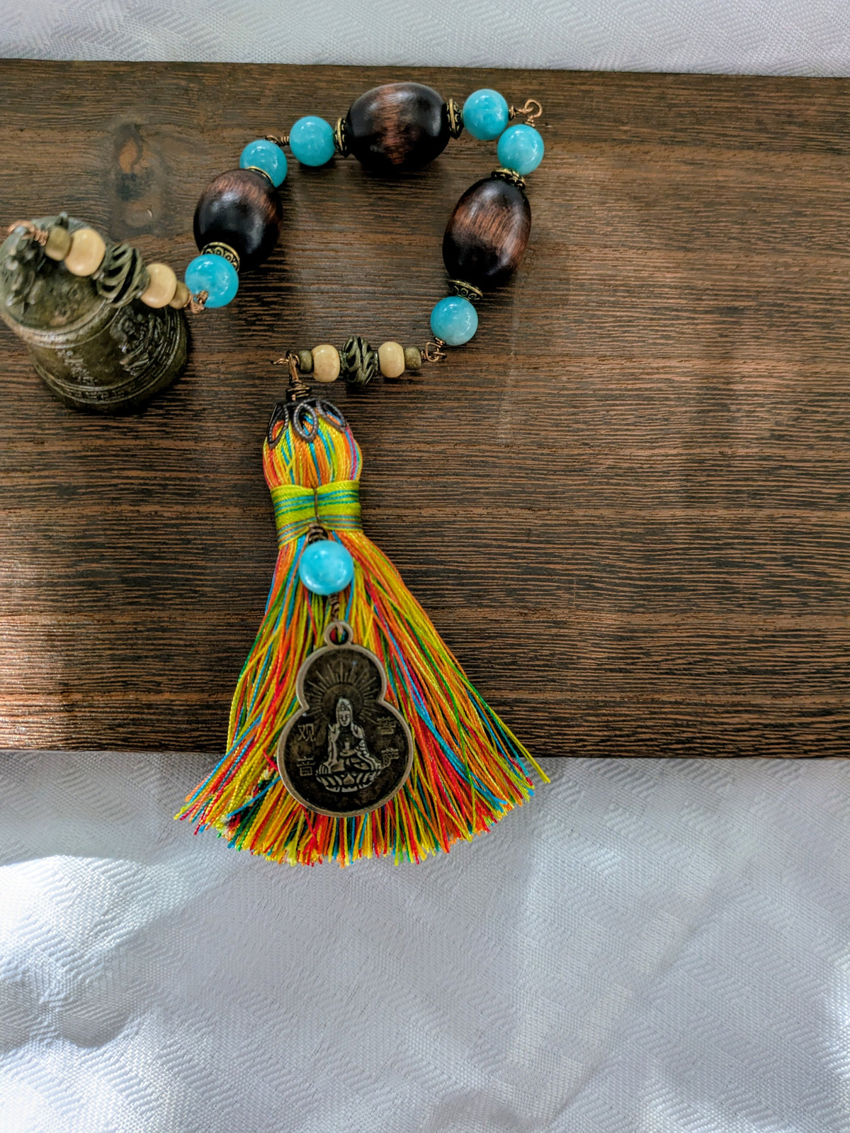 Quan Yin Prayer Beads Multi-Color Tassel