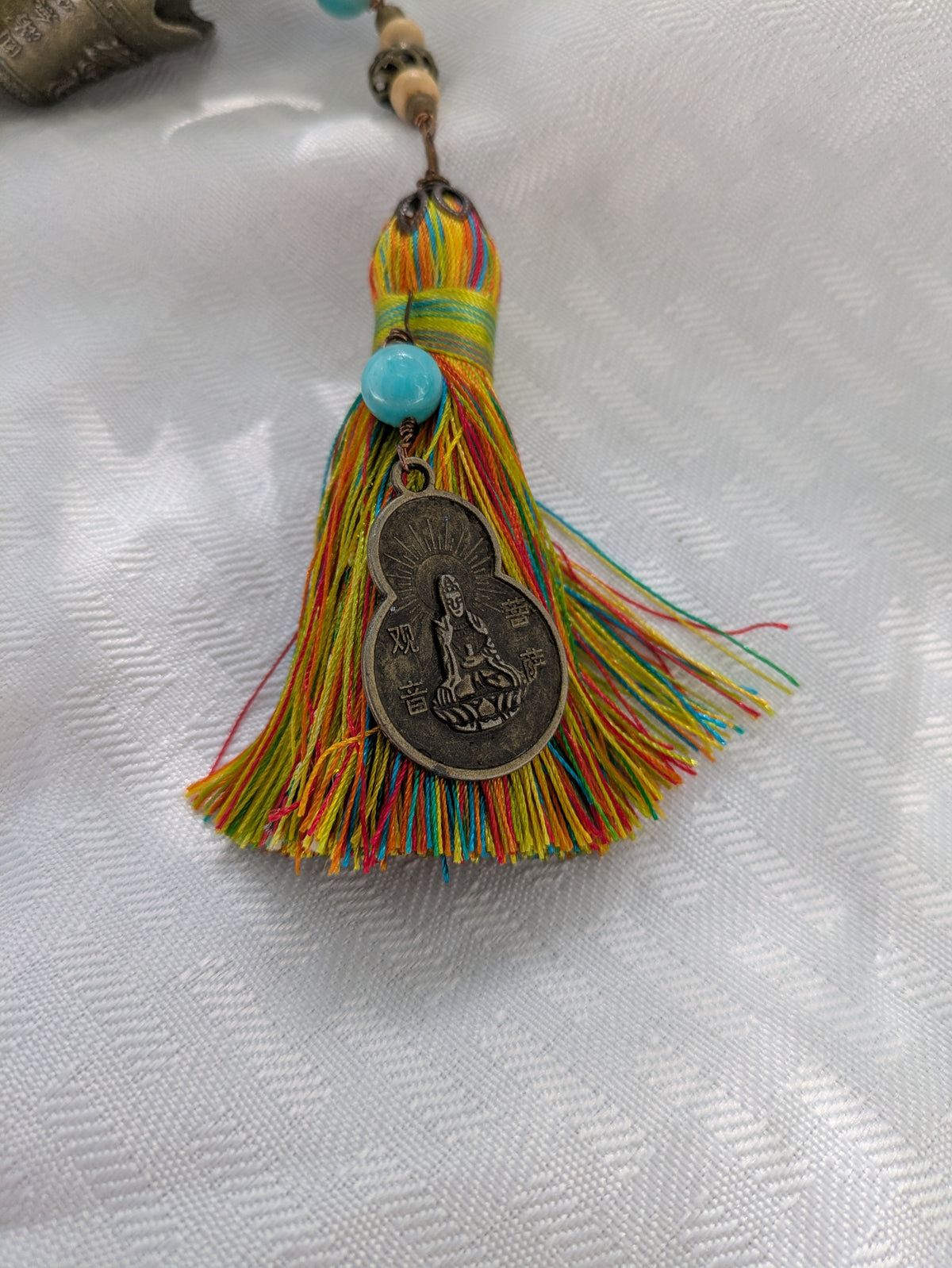 Quan Yin Prayer Beads Multi-Color Tassel