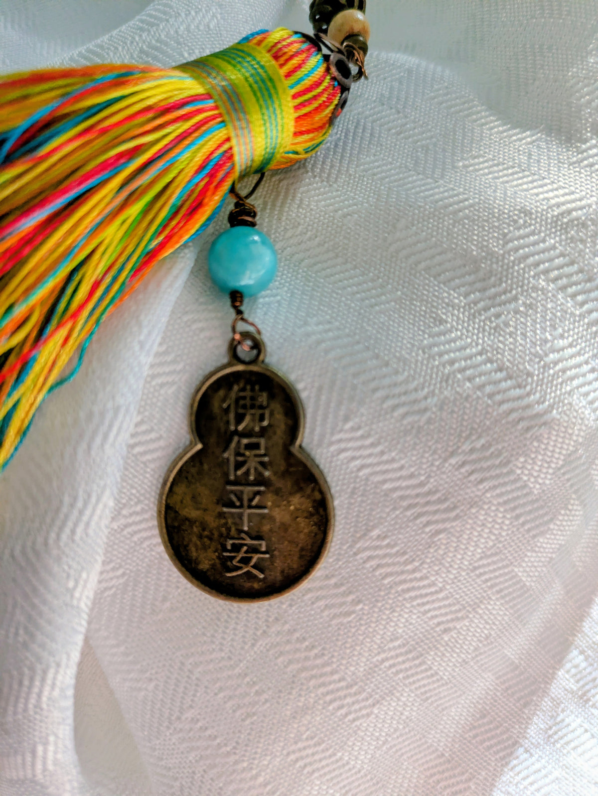 Quan Yin Prayer Beads Multi-Color Tassel