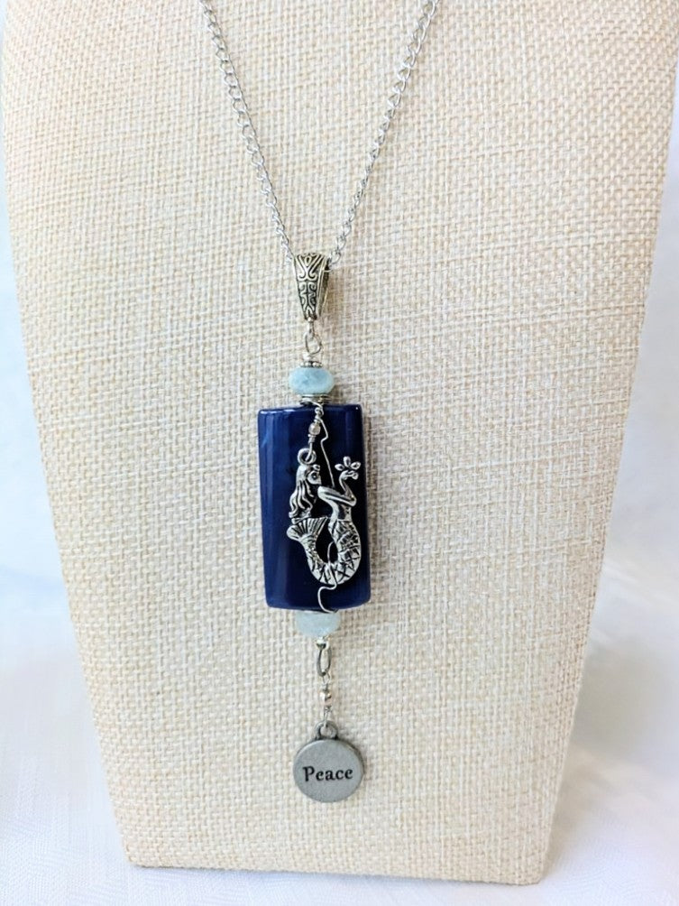 Royal Blue Agate Mermaid Pendant
