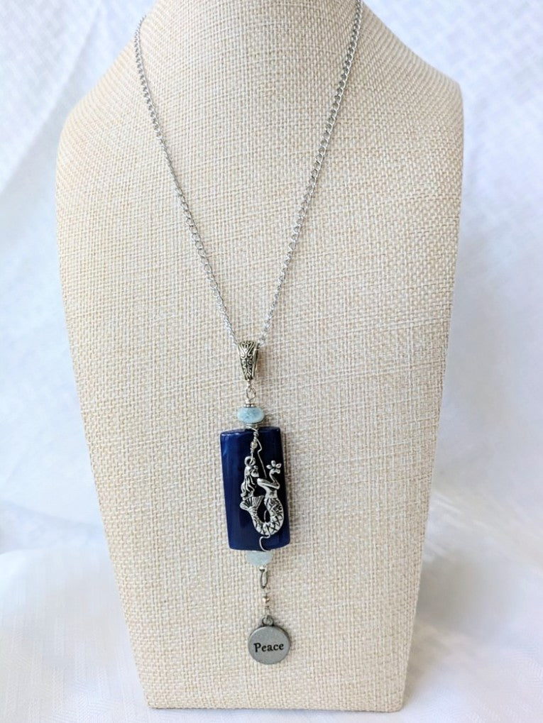 Royal Blue Agate Mermaid Pendant