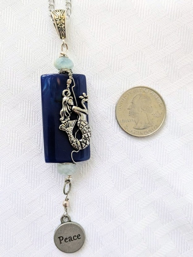 Royal Blue Agate Mermaid Pendant