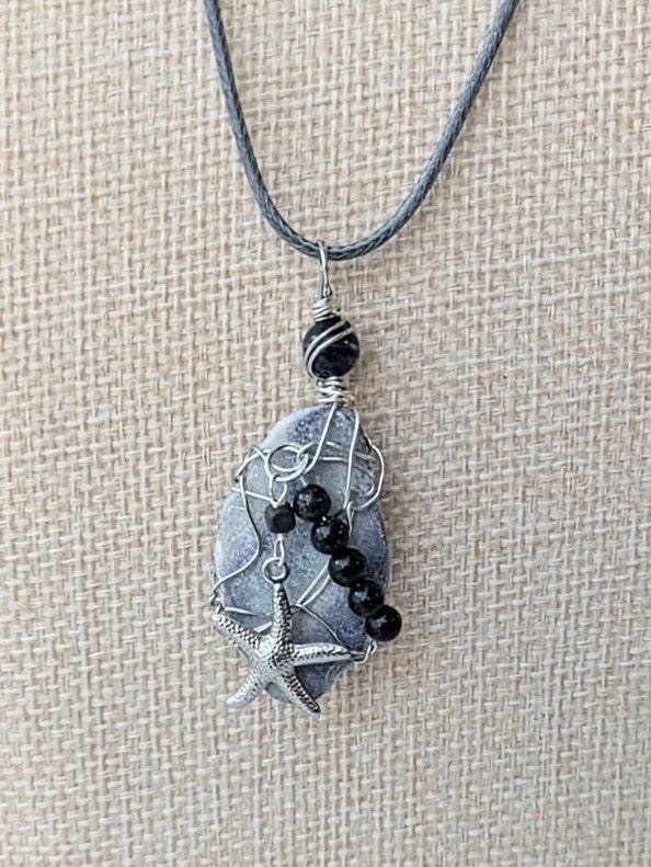 Silver Starfish Seashell Necklace