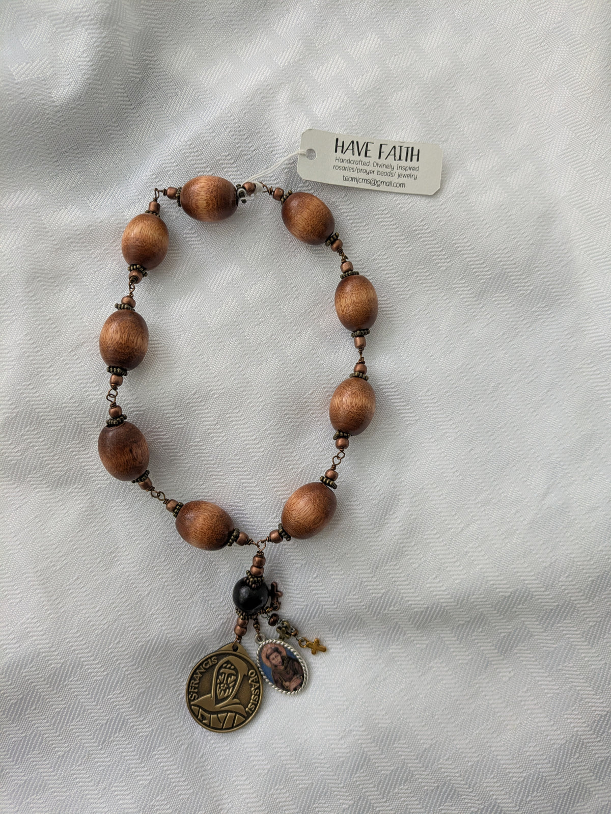 St. Francis Prayer Beads (two medals) with prayer card