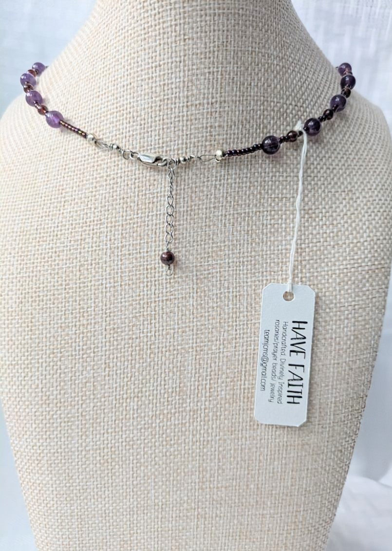 Sterling Silver Buddha with Amethyst and Garnet