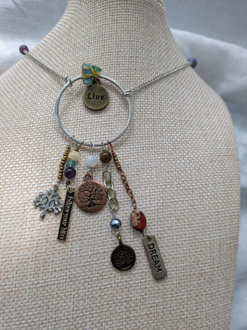 Tree of Life Multi-Charm and Gemstone Pendant