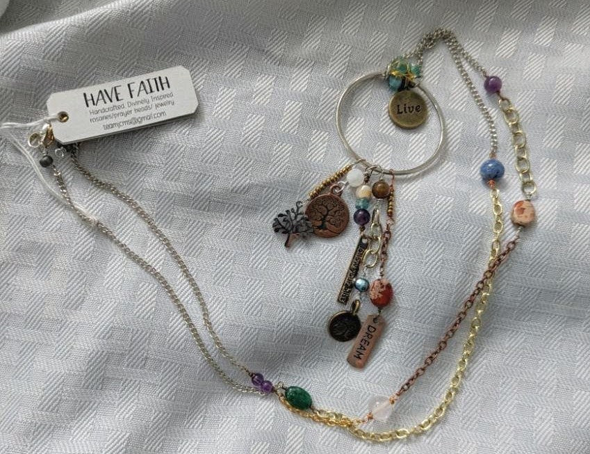 Tree of Life Multi-Charm and Gemstone Pendant
